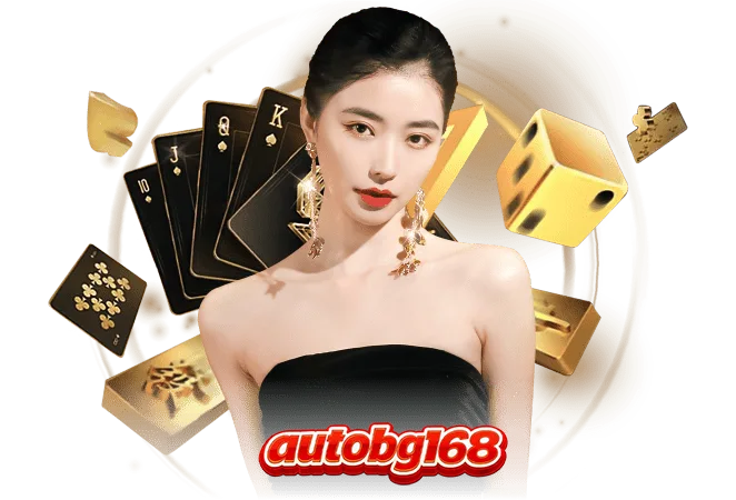 ภาพแบนเนอร์ AUTOBG168 คาสิโนเว็บตรง สล็อต บาคาร่า ดีไซน์หรูโทนทอง พร้อมไพ่ เหรียญทอง และองค์ประกอบคาสิโน รองรับมือถือ autobg168
